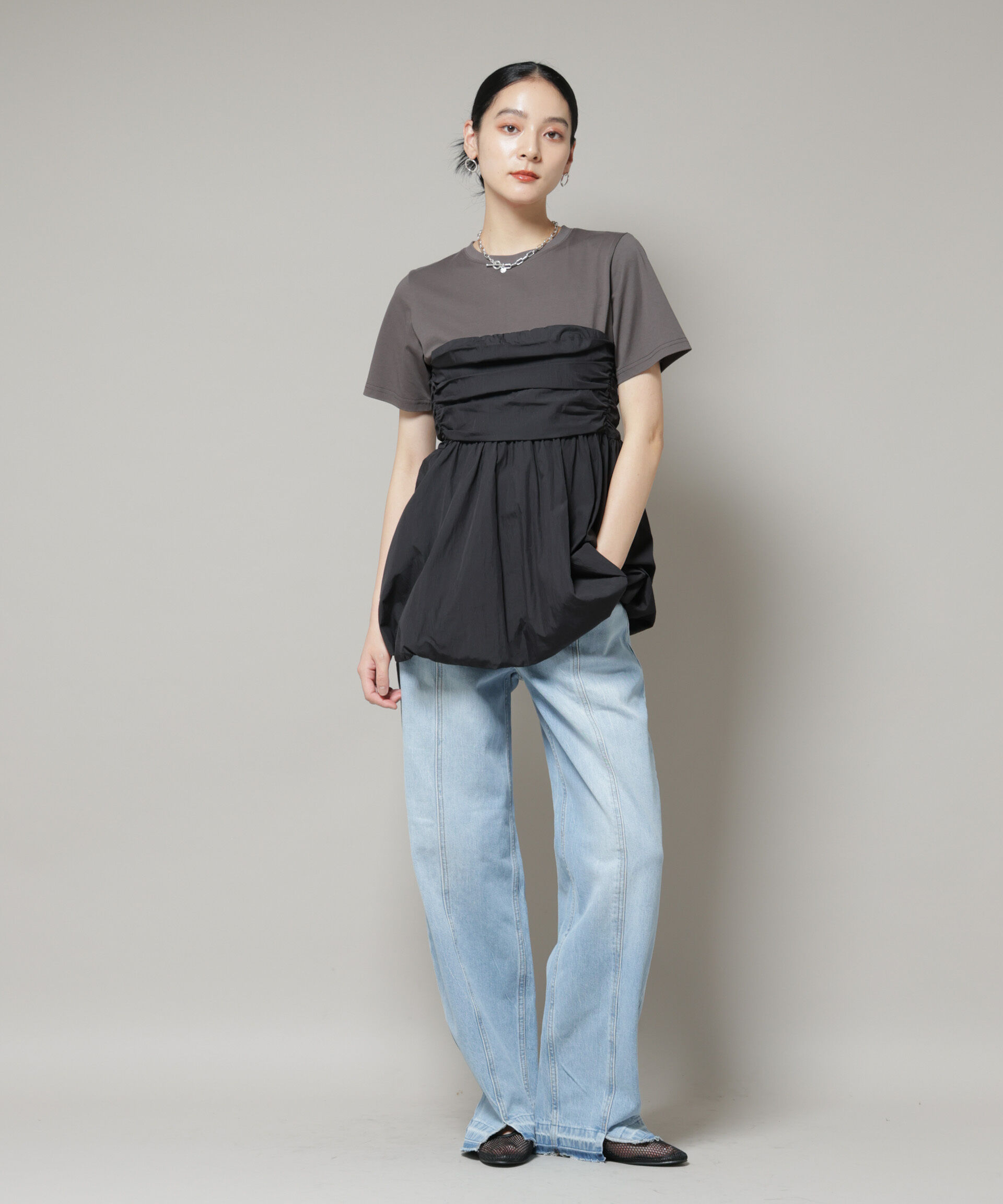 nano･universe「バルーンビスチェドッキングトップス」|Tシャツ・カットソー|