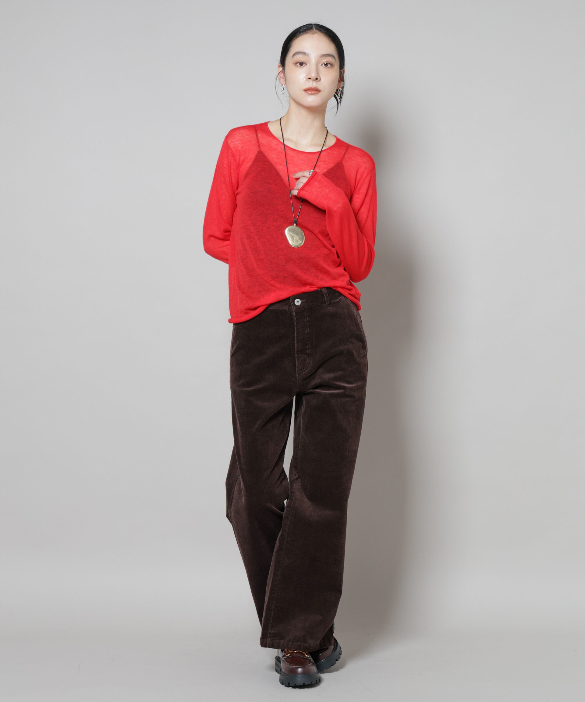 nano･universe「コーデュロイワイドパンツ」|チノ|