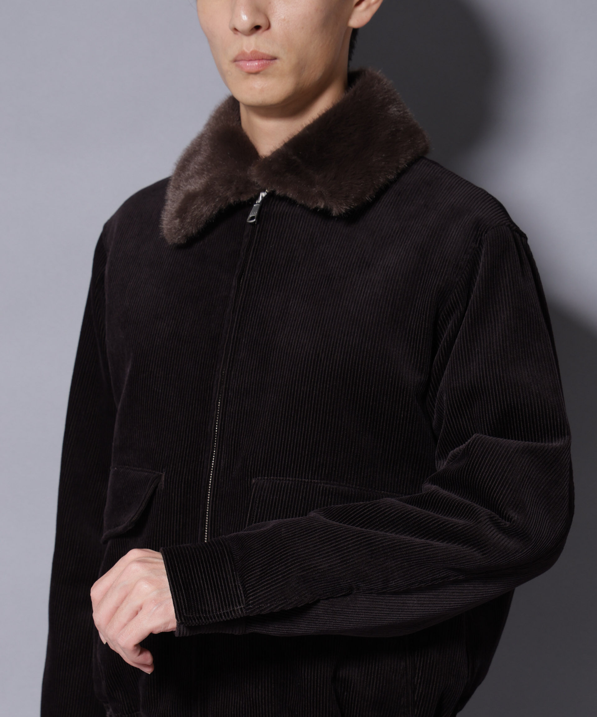 nano･universe「アタッチドカラー コットンコーデュロイブルゾン」|ブルゾン・スタジャン|