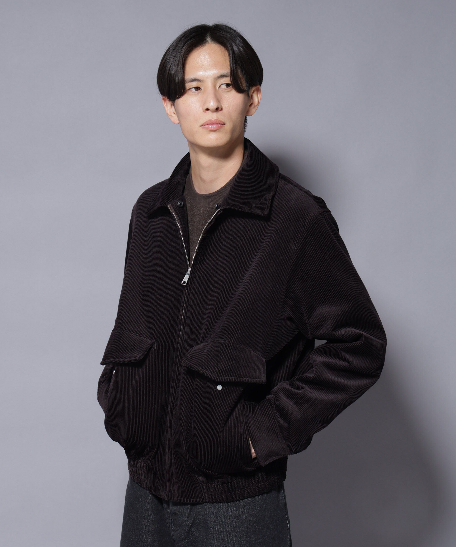 nano･universe「アタッチドカラー コットンコーデュロイブルゾン」|ブルゾン・スタジャン|