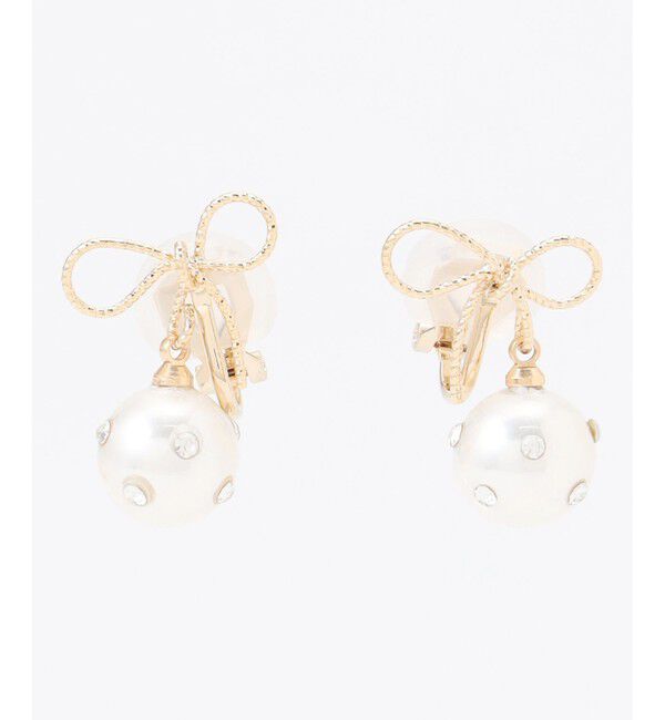 組曲「リボングリッターパールライク イヤリング」|イヤリング|ゴールド系