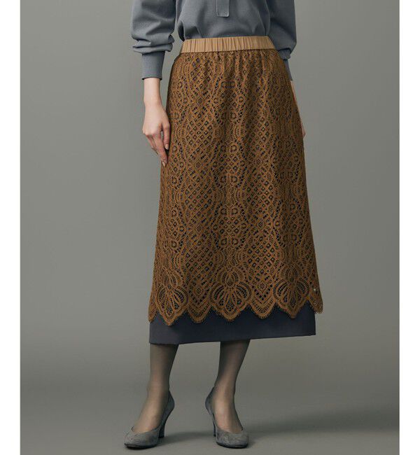 自由区「【SHIHOさん着用】バイカラーレース スカート」|スカート|ｷｬﾒﾙ&times;ｸﾞ