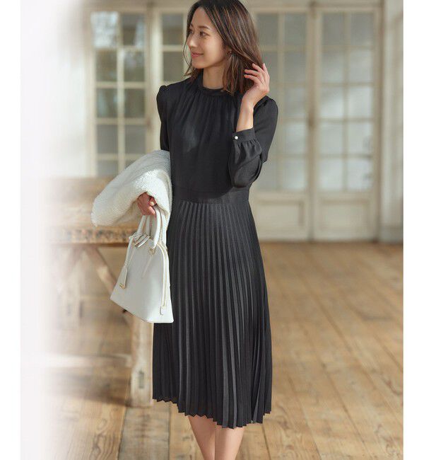 23区「【洗える】クリスタルアムンゼン ウエスト切り替え ワンピース」|ワンピース|ブラック系