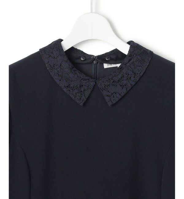 23区「【セットアップ対応/洗える】トリアセダブルジョーゼット 襟付き ワンピース」|ワンピース|