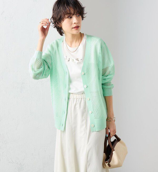 NOLLEY'S「《手洗い可能》メッシュ長袖Vネックカーディガン」|カーディガン|