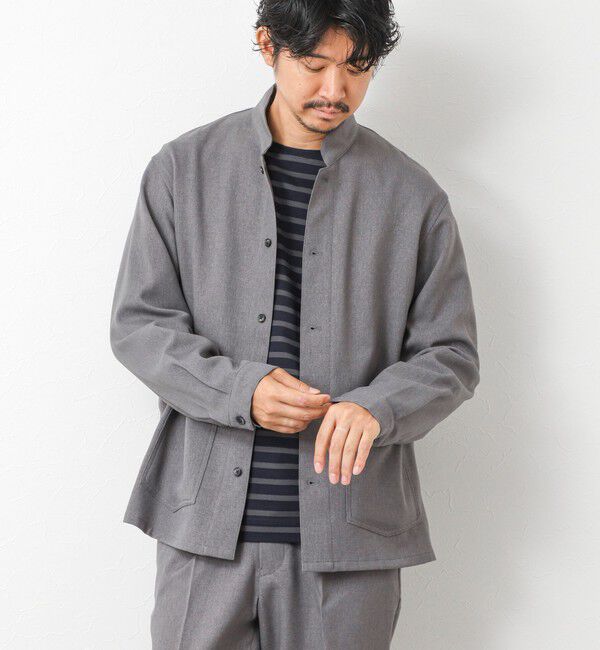 NOLLEY'S goodman「《セットアップ対応》LANATEC ウーステッドサージストレッチ マオカラーシャツブルゾン」|ブルゾン・スタジャン|