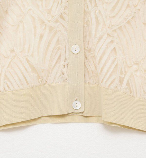 Rie Miller「【追加】《セットアップ対応》チュール刺繍Vネックカーディガン」|カーディガン|