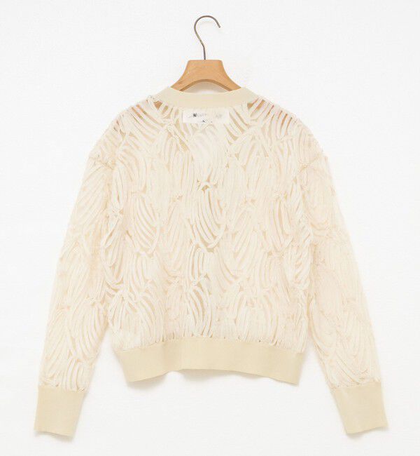 Rie Miller「【追加】《セットアップ対応》チュール刺繍Vネックカーディガン」|カーディガン|