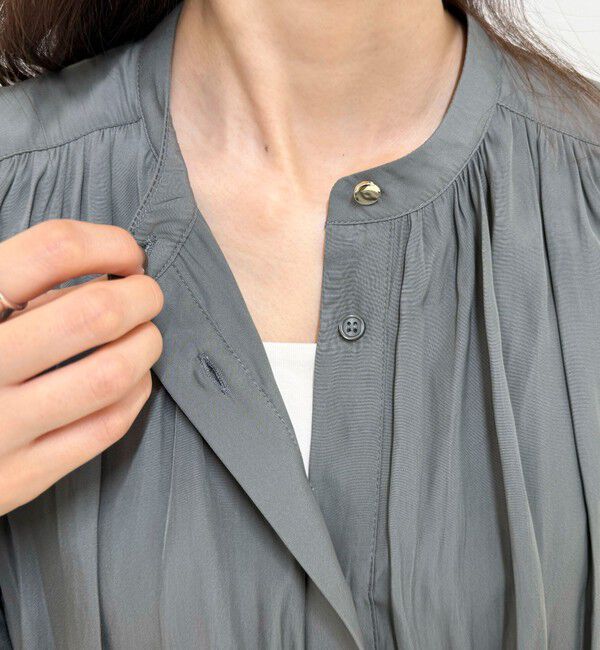 fredy emue「パウダーサテン前開きブラウス」|シャツ・ブラウス|