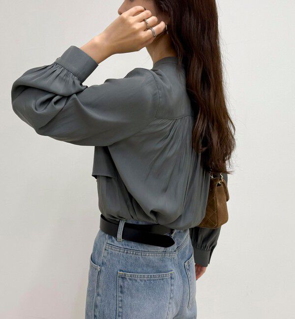 fredy emue「パウダーサテン前開きブラウス」|シャツ・ブラウス|
