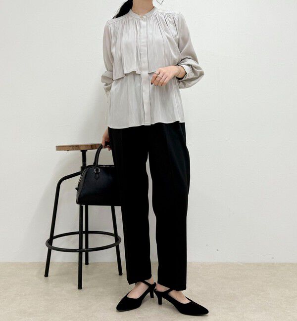 fredy emue「パウダーサテン前開きブラウス」|シャツ・ブラウス|