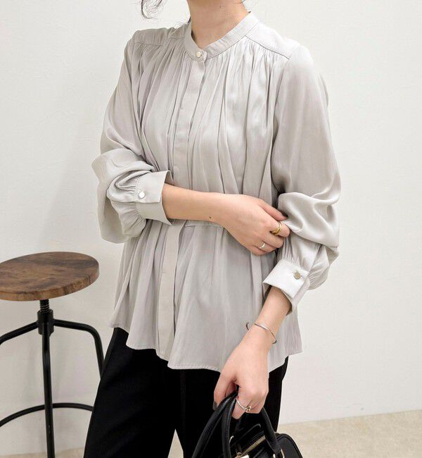 fredy emue「パウダーサテン前開きブラウス」|シャツ・ブラウス|