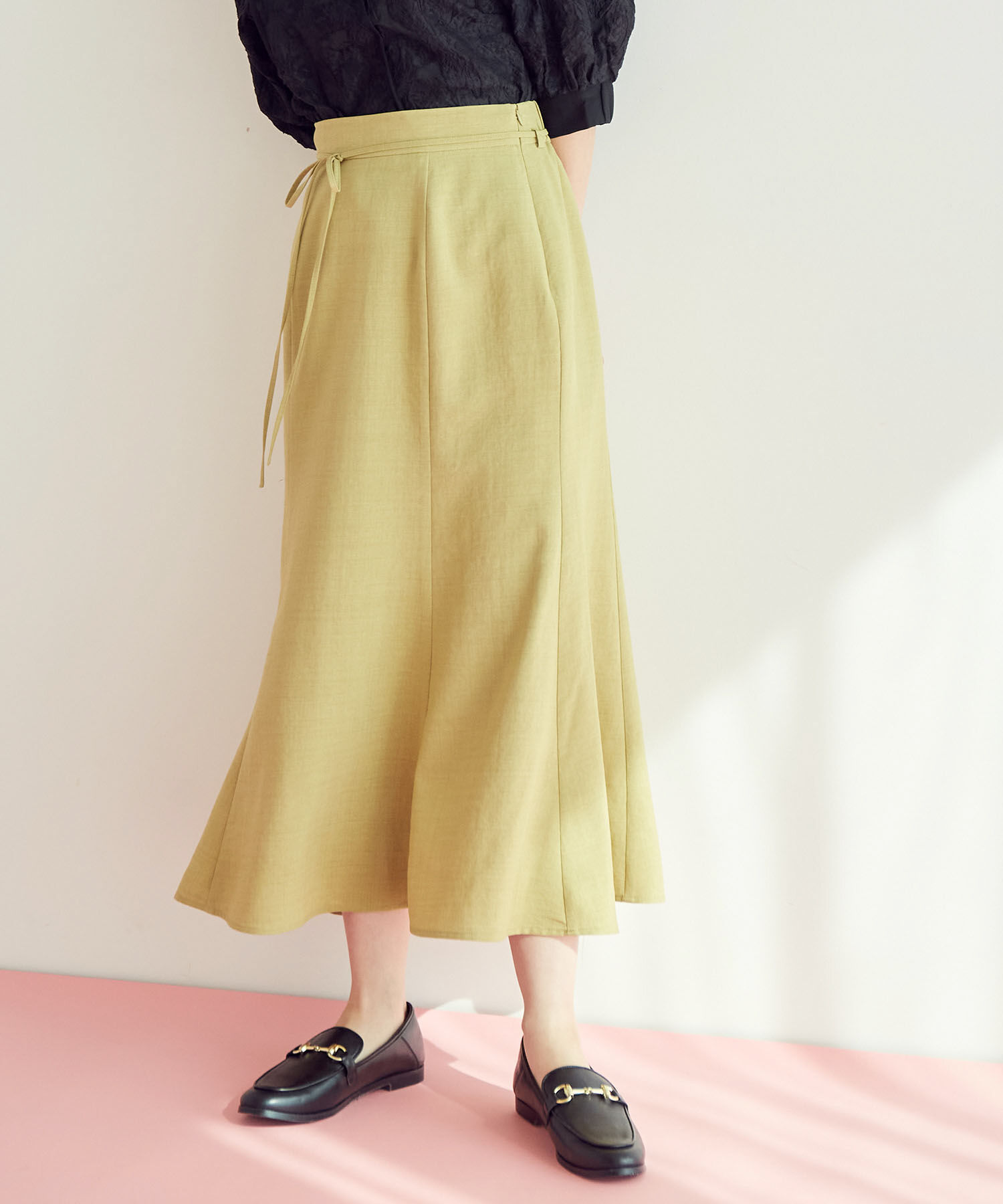 VIS「【一部サイズ公式サイト・直営店舗限定】リネンライクマーメイドスカート【sustainable】」|スカート|キミドリ(34)