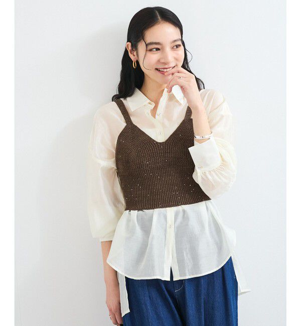 VIS「スパンコールニットビスチェ」|キャミソール|