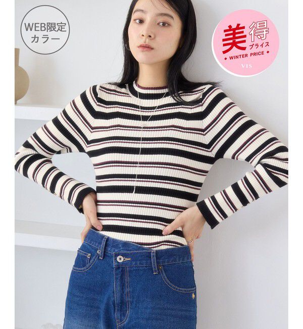 VIS「【美得】スリーブ釦アクセントリブニット/WEB限定FSサイズ・静電気防止」|ニット・セーター|キナリ系(17)