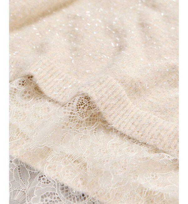 VIS「ラメフェザー裾レースハイネックニット」|ニット・セーター|