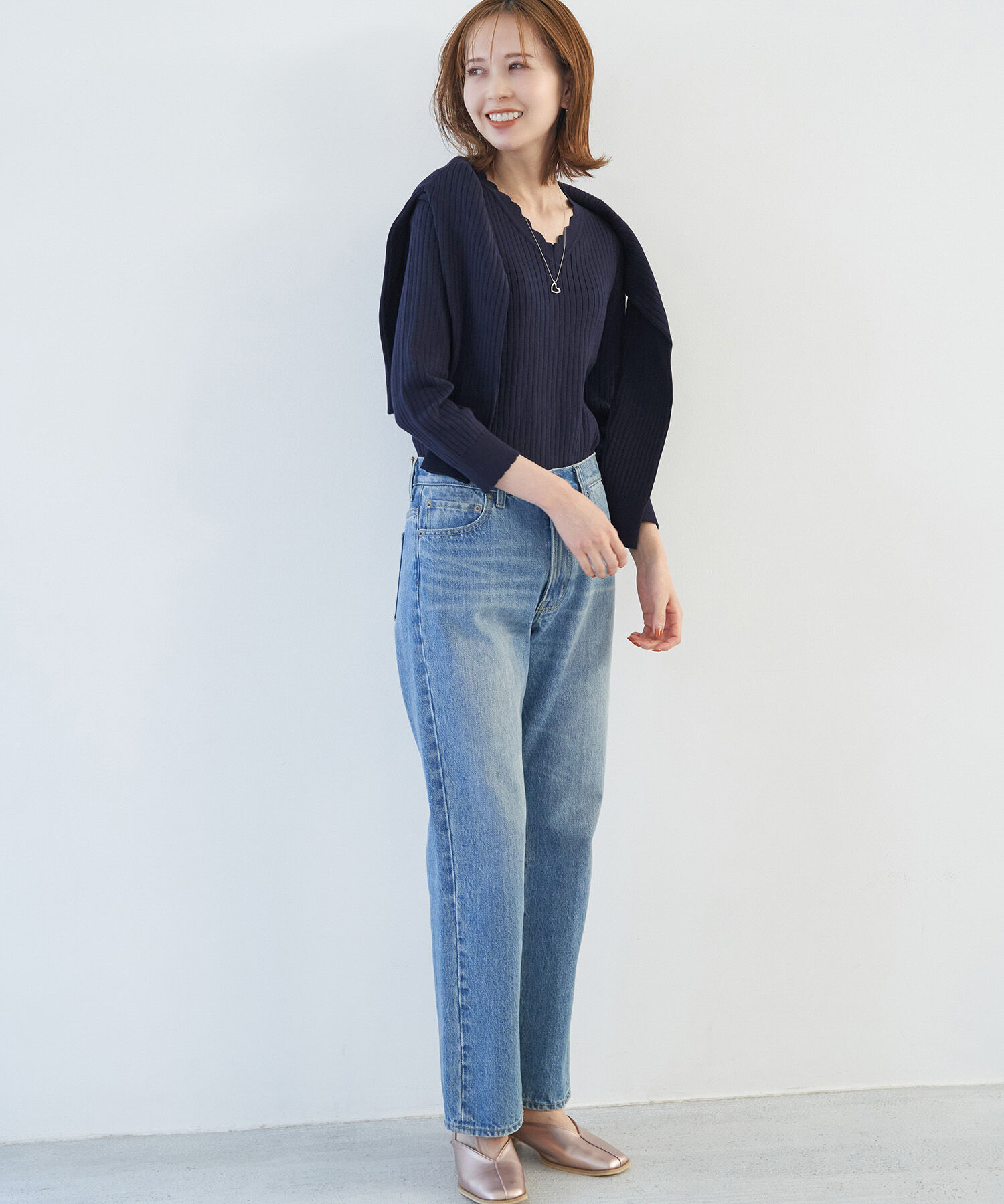 Rope&rsquo;Picnic「オーガニックスイスコットン7分袖ニットプルオーバー」|ニット・セーター|