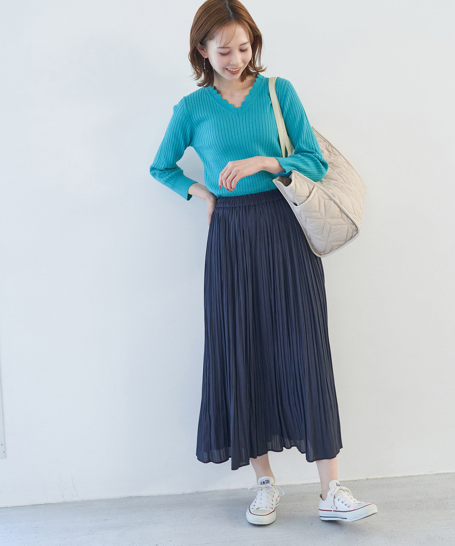 Rope&rsquo;Picnic「オーガニックスイスコットン7分袖ニットプルオーバー」|ニット・セーター|