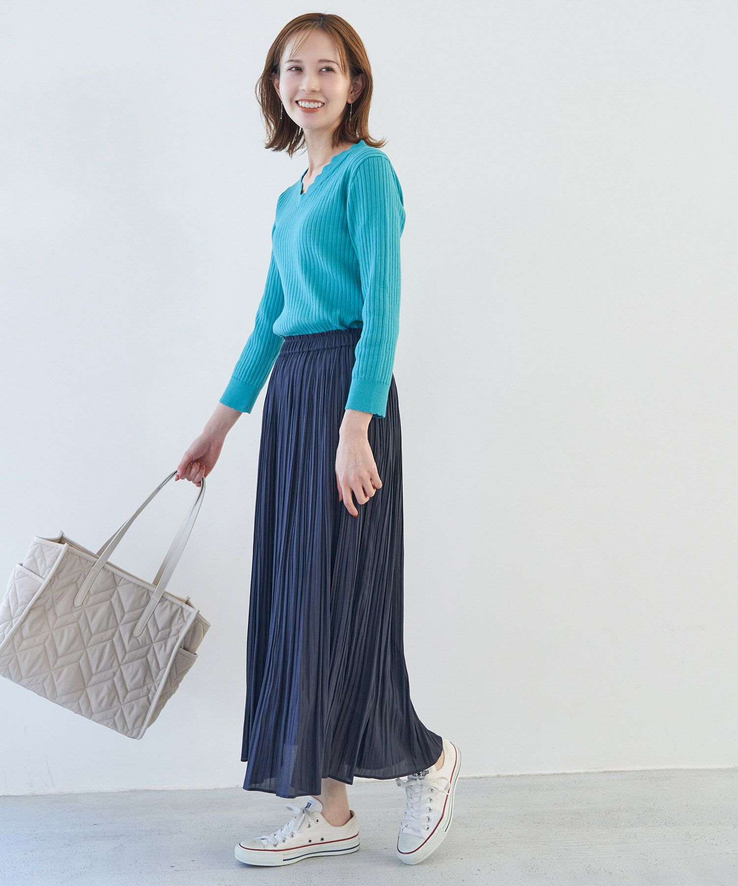 Rope&rsquo;Picnic「オーガニックスイスコットン7分袖ニットプルオーバー」|ニット・セーター|