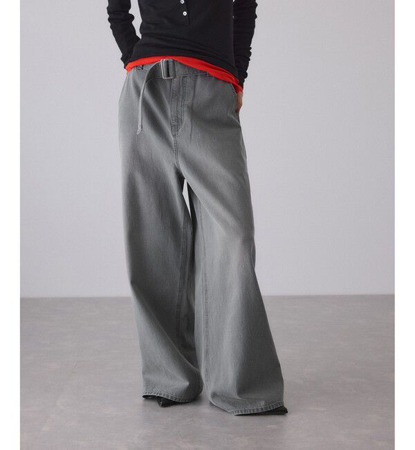 ADAM ET ROPE'「ペインターワイドパンツ」|チノ|グレー(07)