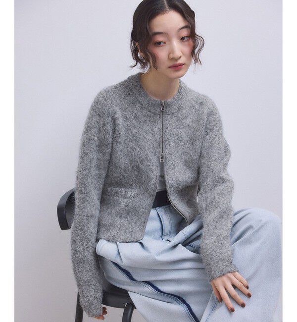 ADAM ET ROPE'「【WEB限定】フラッフィージップショートカーディガン」|カーディガン|