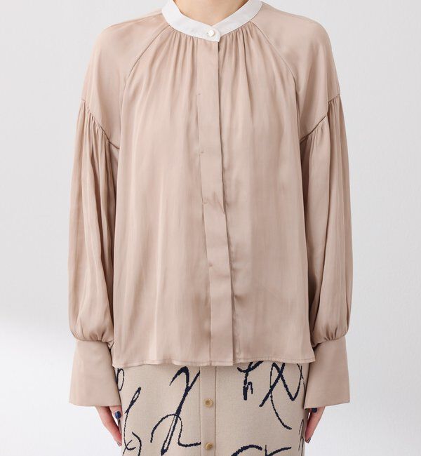  「配色サテンブラウス」|シャツ・ブラウス|