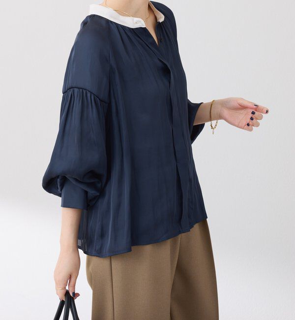  「配色サテンブラウス」|シャツ・ブラウス|