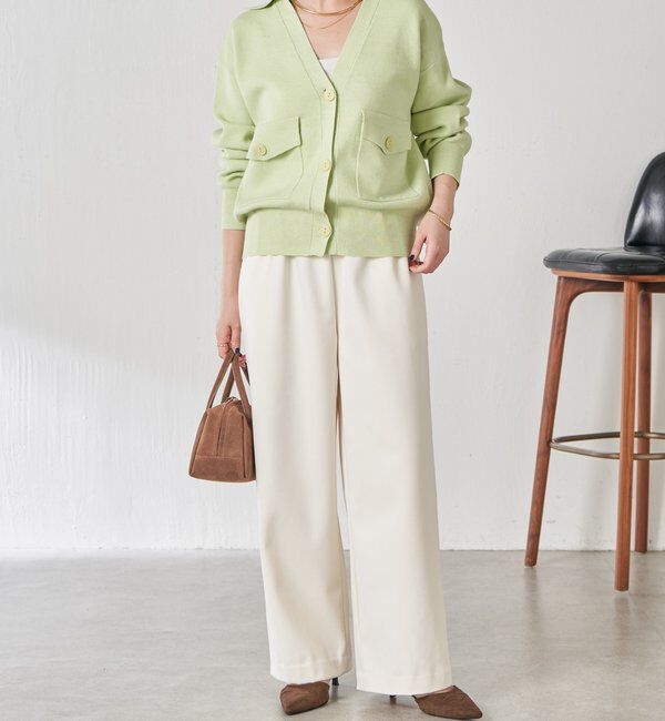  「【襟は取り外し可能】オープンカラーニットカーディガン」|ニット・セーター|