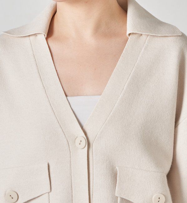 「【襟は取り外し可能】オープンカラーニットカーディガン」|ニット・セーター|