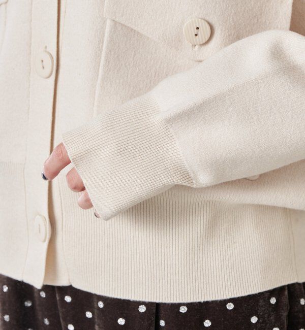  「【襟は取り外し可能】オープンカラーニットカーディガン」|ニット・セーター|