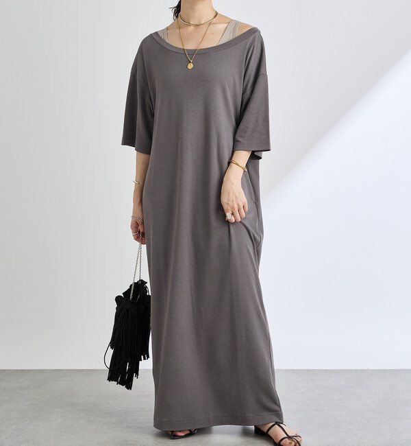  「【新色追加！】【MONN.:.(モン)】オープンネックワンピース」|その他|チャコールグレー