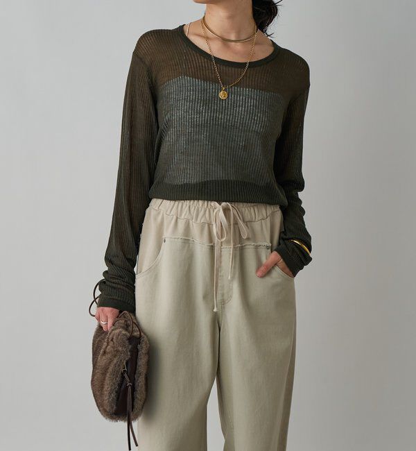  「【抜け感◎】シアーUネックニット」|ニット・セーター|