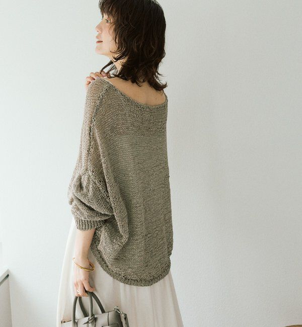  「予約【抜け感】テープヤーンボートネックニット」|ニット・セーター|