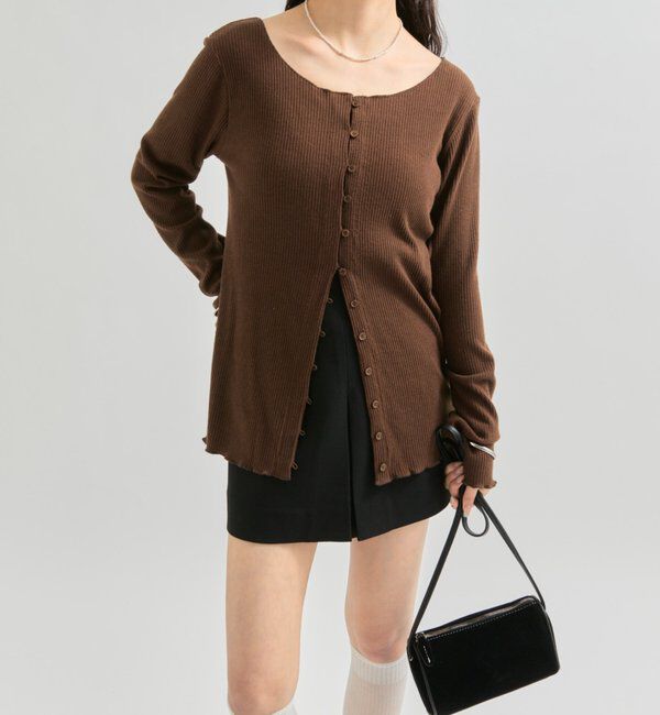  「起毛リブボタンカーディガン」|Tシャツ・カットソー|