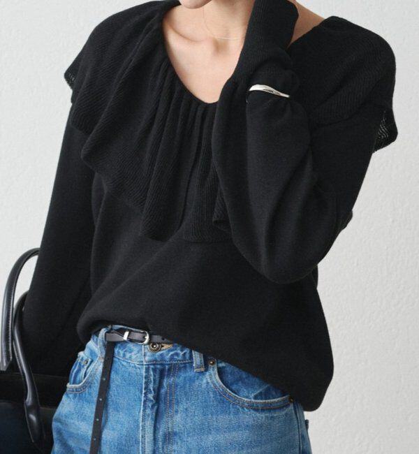  「フリルカラーニット」|ニット・セーター|ブラック