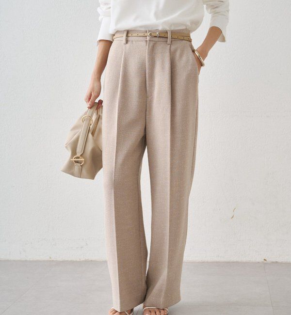  「【Atelier N5/アトリエヌメロサンク】ツイードセミワイドパンツ」|チノ|