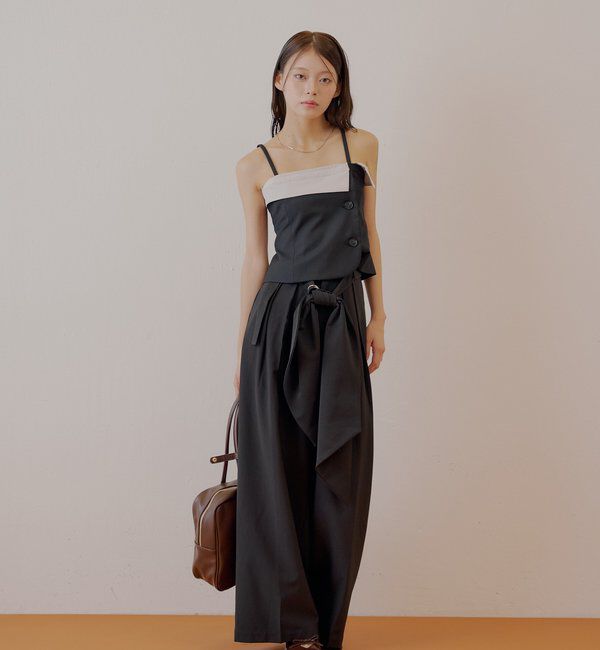  「【SALON by Chico】 BIGリボンスラックスロングパンツ」|チノ|