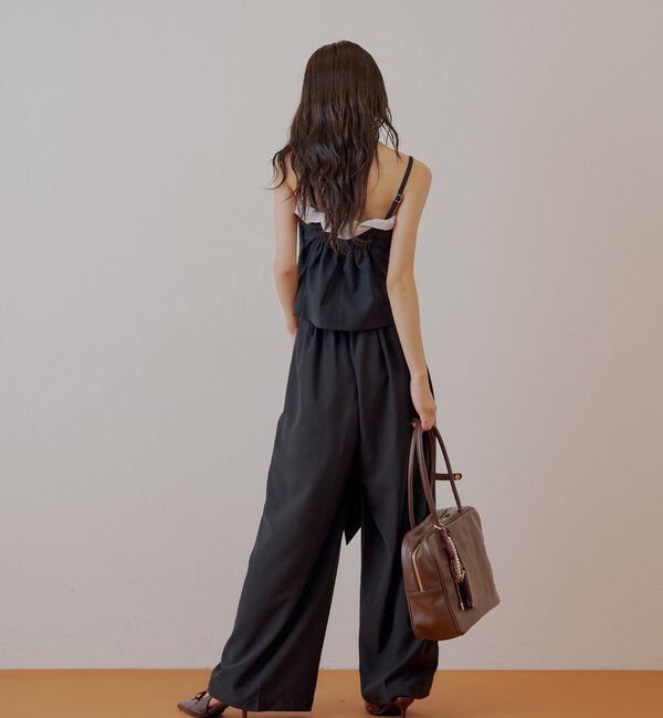  「【SALON by Chico】 BIGリボンスラックスロングパンツ」|チノ|