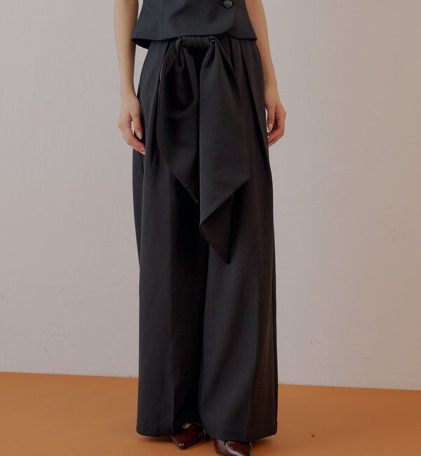  「【SALON by Chico】 BIGリボンスラックスロングパンツ」|チノ|