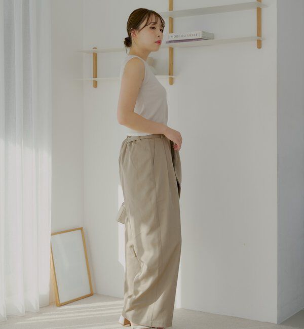  「【SALON by Chico】 BIGリボンスラックスロングパンツ」|チノ|