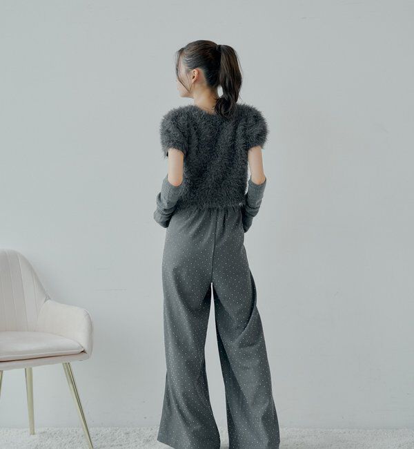  「リブアームウォーマー付シャギー半袖ニット」|ニット・セーター|