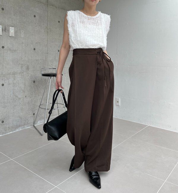  「【待望の追加決定！/新色ブラウン】ラップリボンパンツ」|チノ|