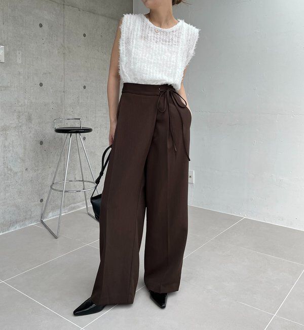  「【待望の追加決定！/新色ブラウン】ラップリボンパンツ」|チノ|