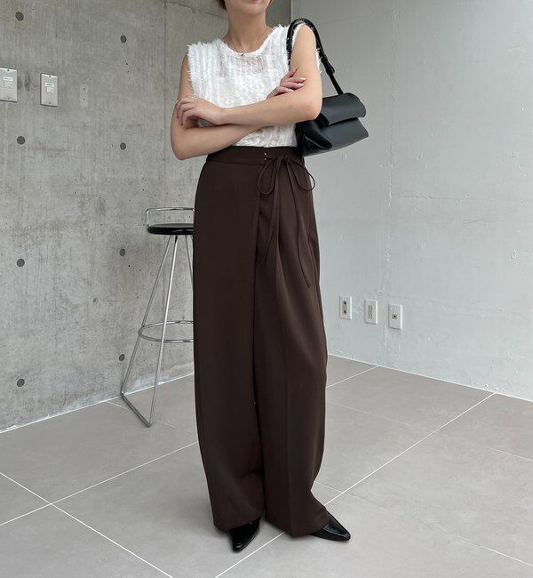  「【待望の追加決定！/新色ブラウン】ラップリボンパンツ」|チノ|