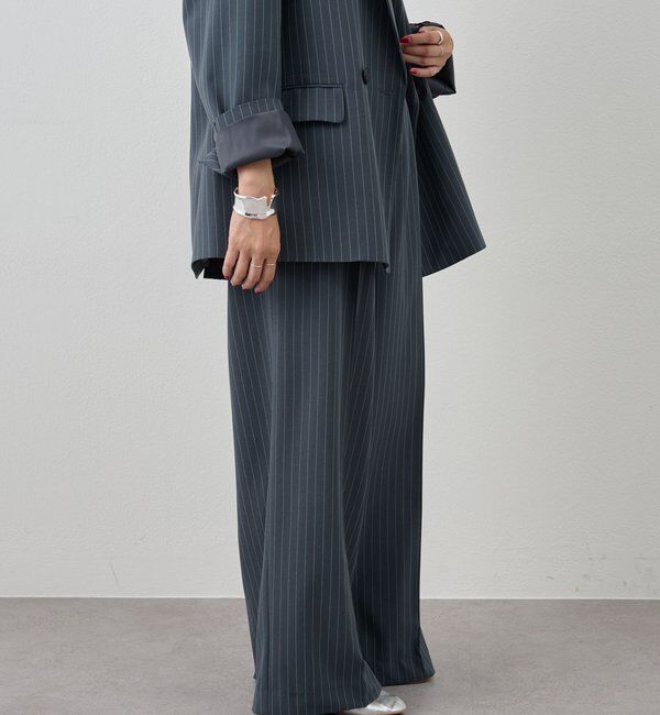  「《セットアップ着用可》ストライプウエストデザインパンツ」|チノ|