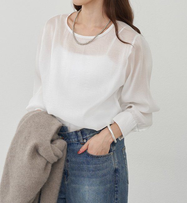  「【1枚でもレイヤードでも〇】サイドスリットシアーチュニック」|シャツ・ブラウス|