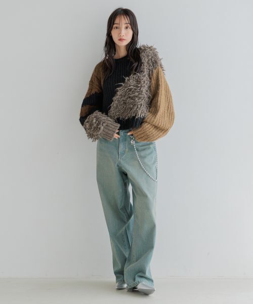 LOWRYS FARM「ＣＯＮＥ／ワイドストレートパンツ」|デニム|