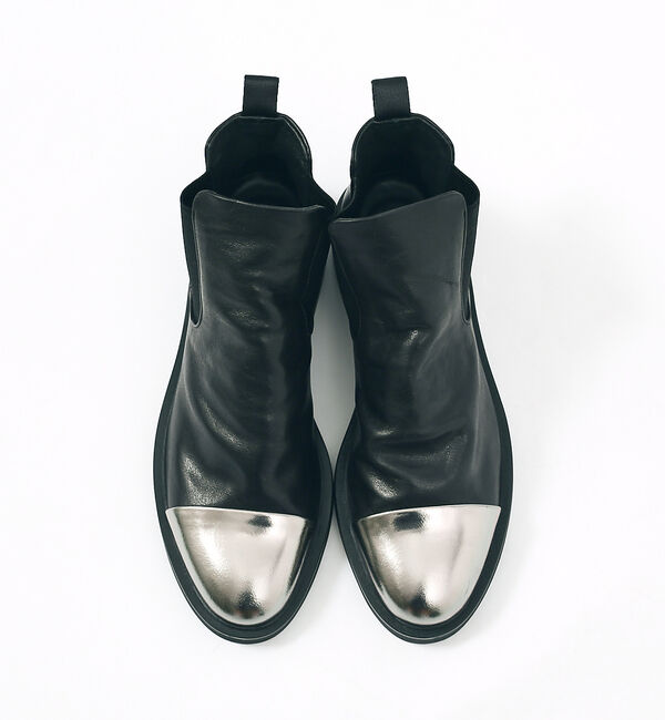 alfredoBANNISTER「【ソフトレザー】ドレープ ミラートゥ サイドゴア ブーツ」|ショートブーツ|