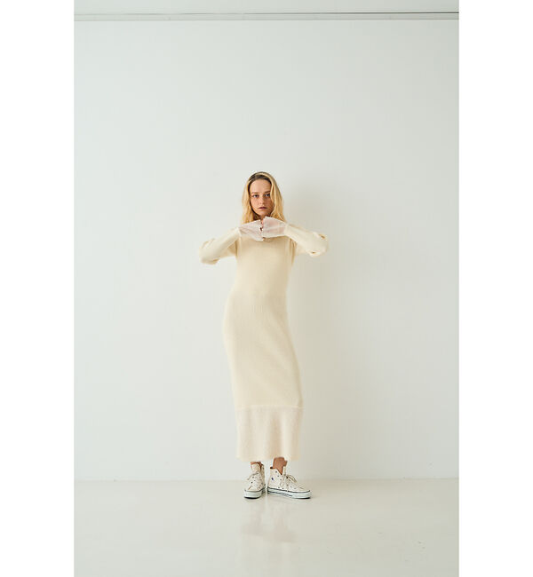 Rouge vif「【一部店舗限定】リブボートネックヘムフェザーワンピース」|ワンピース|