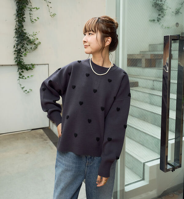 Rouge vif「【新色登場】ハートジャガードニットプルオーバー」|ニット・セーター|